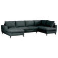 WOHNLANDSCHAFT Grau Chenille  - Schwarz/Grau, KONVENTIONELL, Textil/Metall (160/340/188cm) - Xora