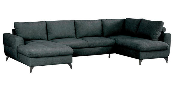 WOHNLANDSCHAFT Grau Chenille  - Schwarz/Grau, KONVENTIONELL, Textil/Metall (160/340/188cm) - Xora