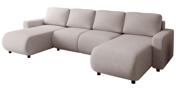 WOHNLANDSCHAFT Beige Webstoff  - Beige/Schwarz, MODERN, Kunststoff/Textil (150/312/150cm) - Xora