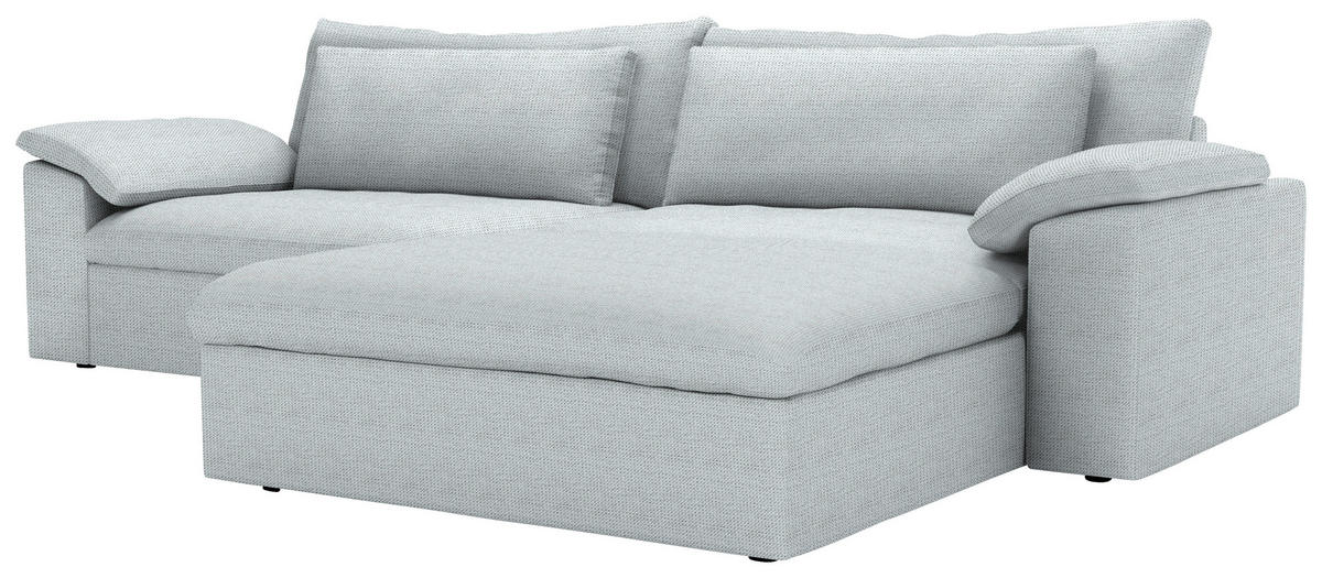 ECKSOFA  Chenille Grauweiss  - Schwarz/Grauweiss, Modern, Kunststoff/Textil (306/198cm) - Carryhome