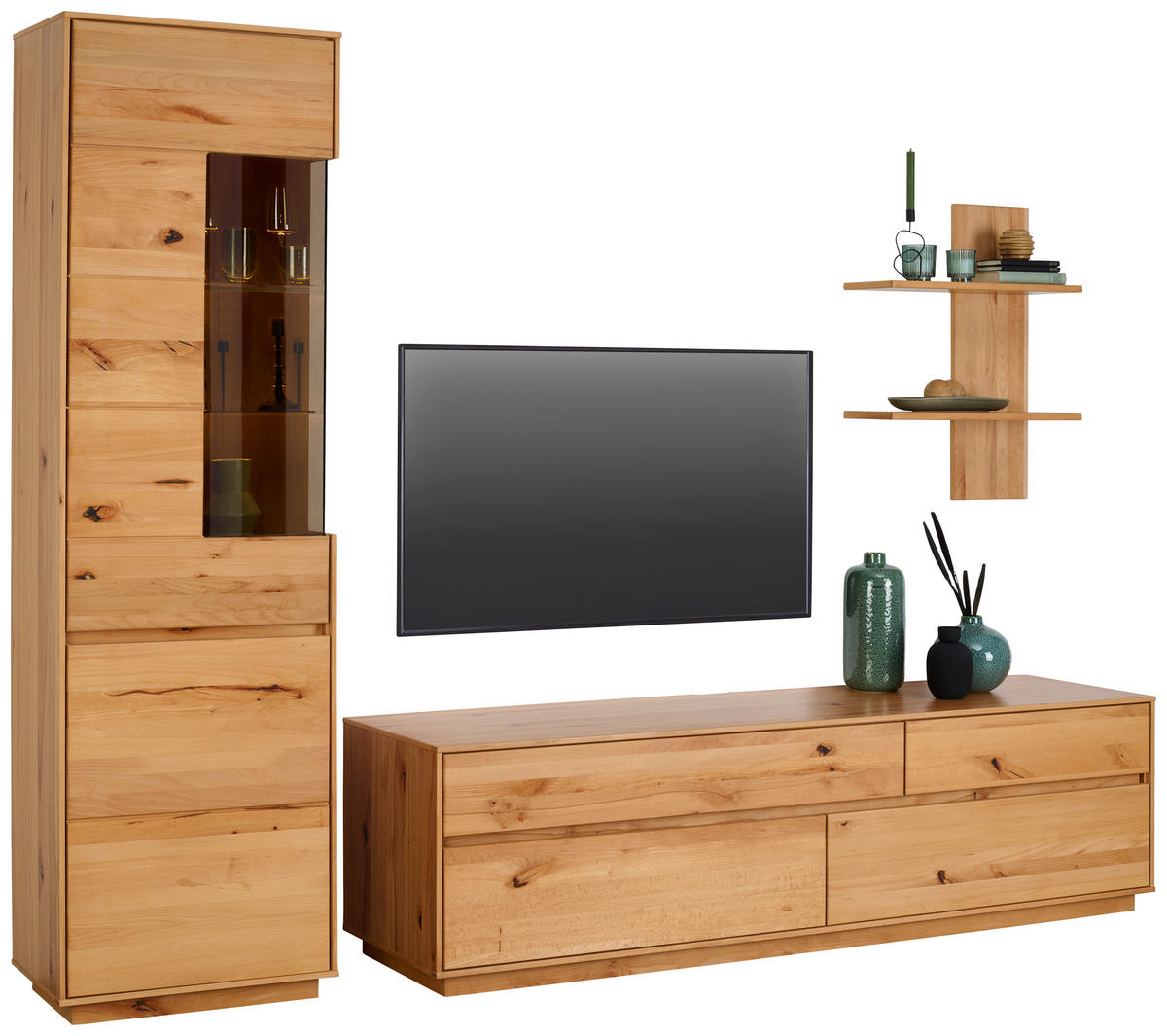 WOHNWAND  in Kernbuche  267/205/50 cm  - Kernbuche, Natur, Glas/Holz (267/205/50cm) - Cantus