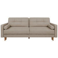 SCHLAFSOFA Chenille Beige Querschläfer  inkl. Bettkasten, Rückenkissen, Armlehnenkissen  - Beige/Eiche Wotan, KONVENTIONELL, Holz/Textil (222/93/99cm) - MID.YOU