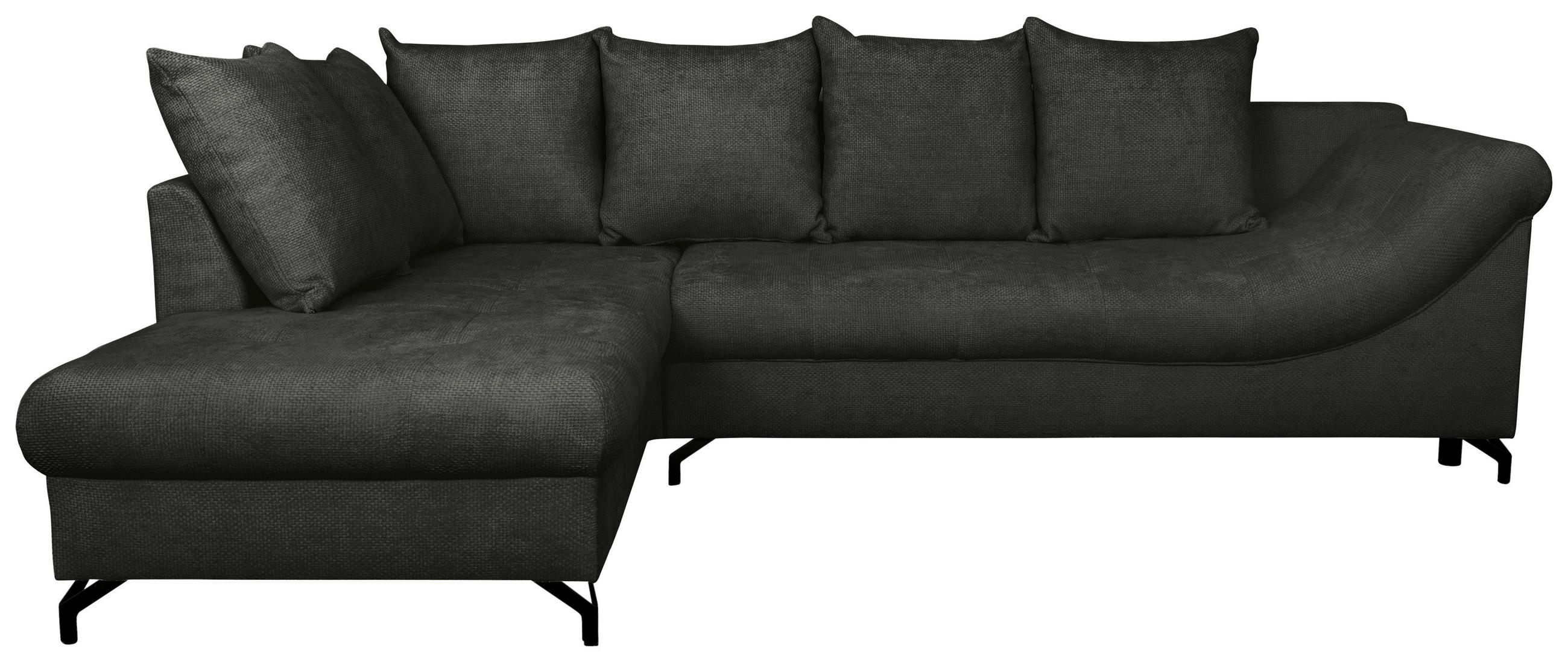 ECKSOFA Schwarz Struktur  - Schwarz, KONVENTIONELL, Textil/Metall (194/274cm) - Carryhome