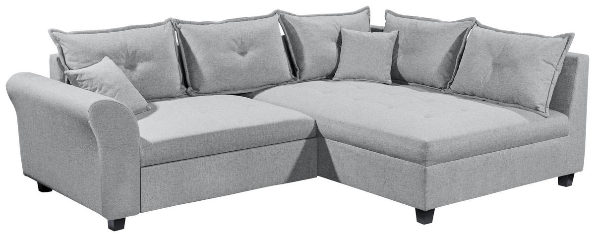 ECKSOFA in Webstoff Grau  - Schwarz/Grau, Modern, Kunststoff/Textil (252/175cm) - Livetastic