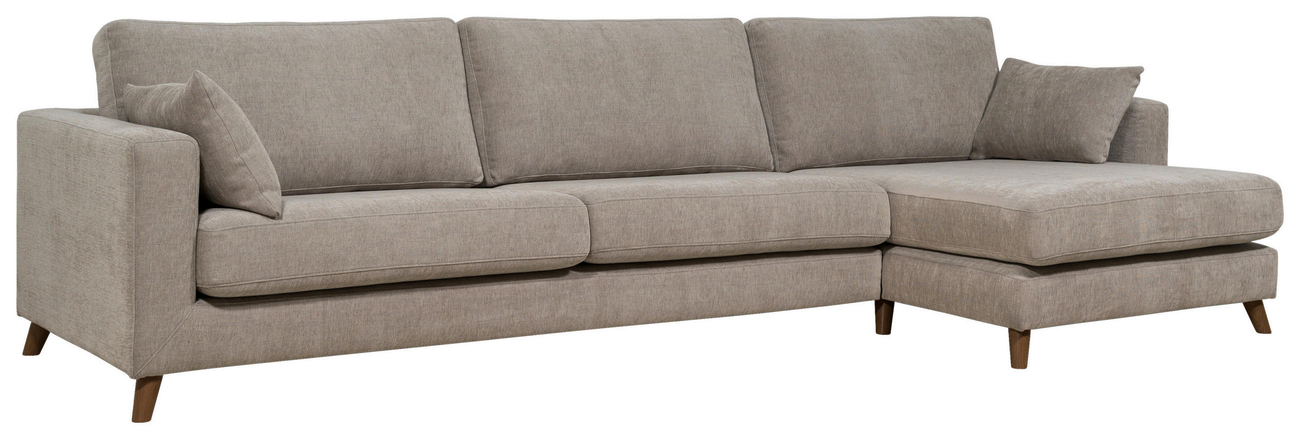 SOFFA i flatväv brun, greige  - greige/brun, Klassisk, metall/trä (302/83/190cm) - Best Price