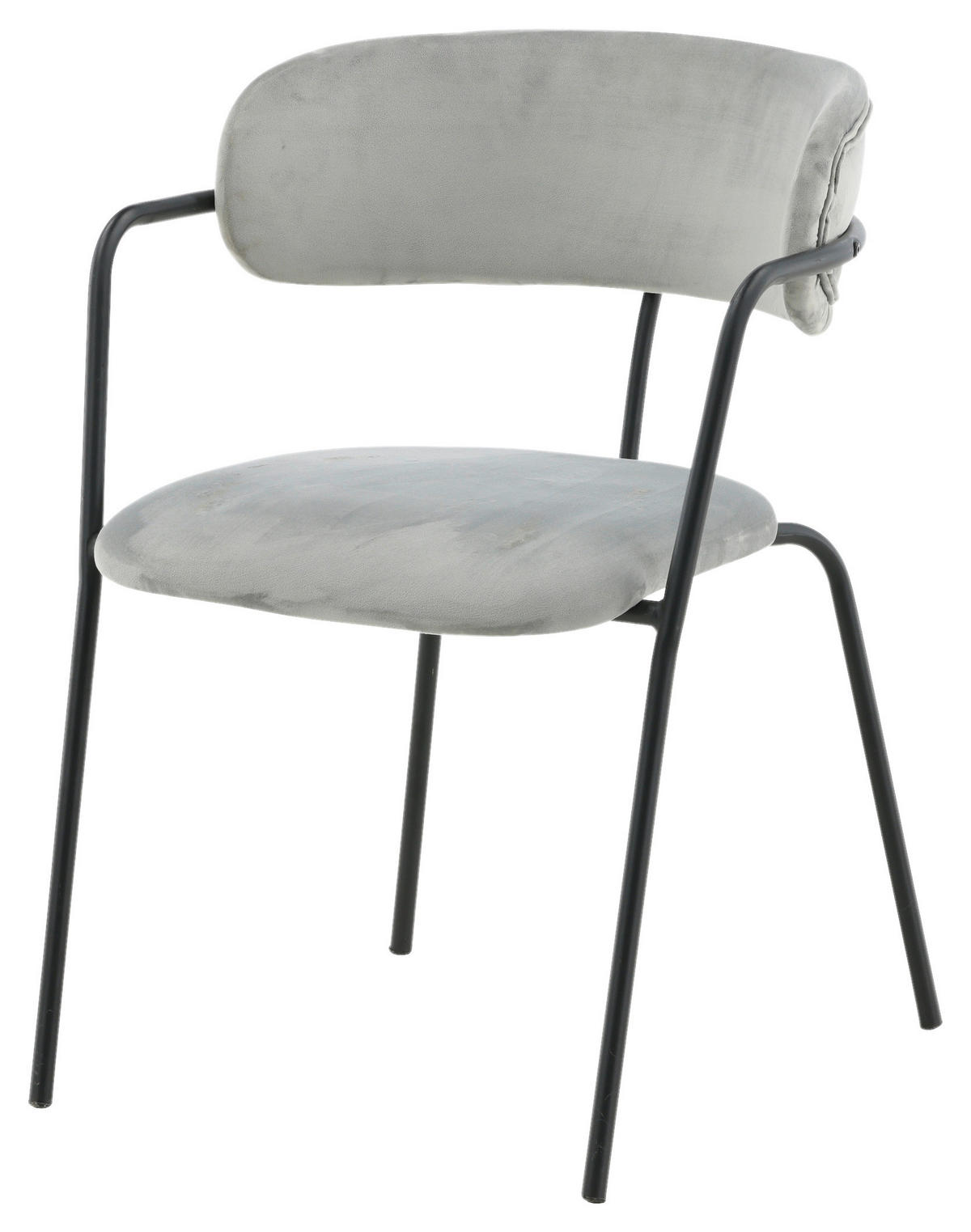 STUHL-SET 2 Stück  in Stahl Samt Metall, Textil  - Schwarz/Grau, Design, Textil/Metall (58/79/61cm) - Livetastic