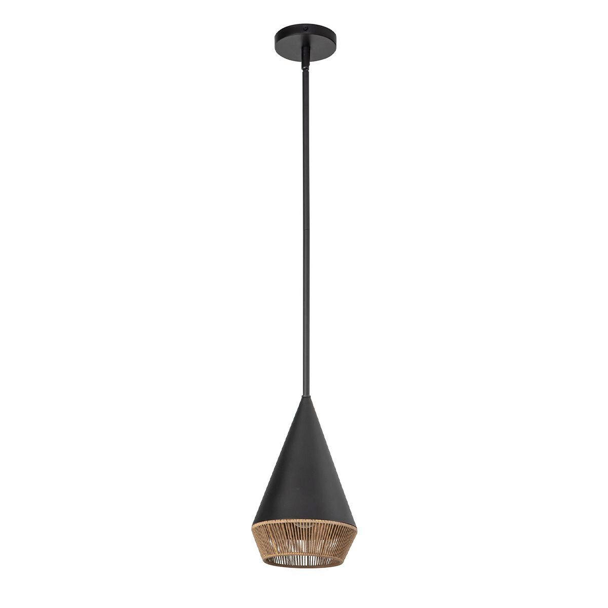 HÄNGELEUCHTE 28,9/18,1 cm  - Schwarz/Naturfarben, Design, Textil/Metall (28,9/18,1cm) - Elstead Lighting