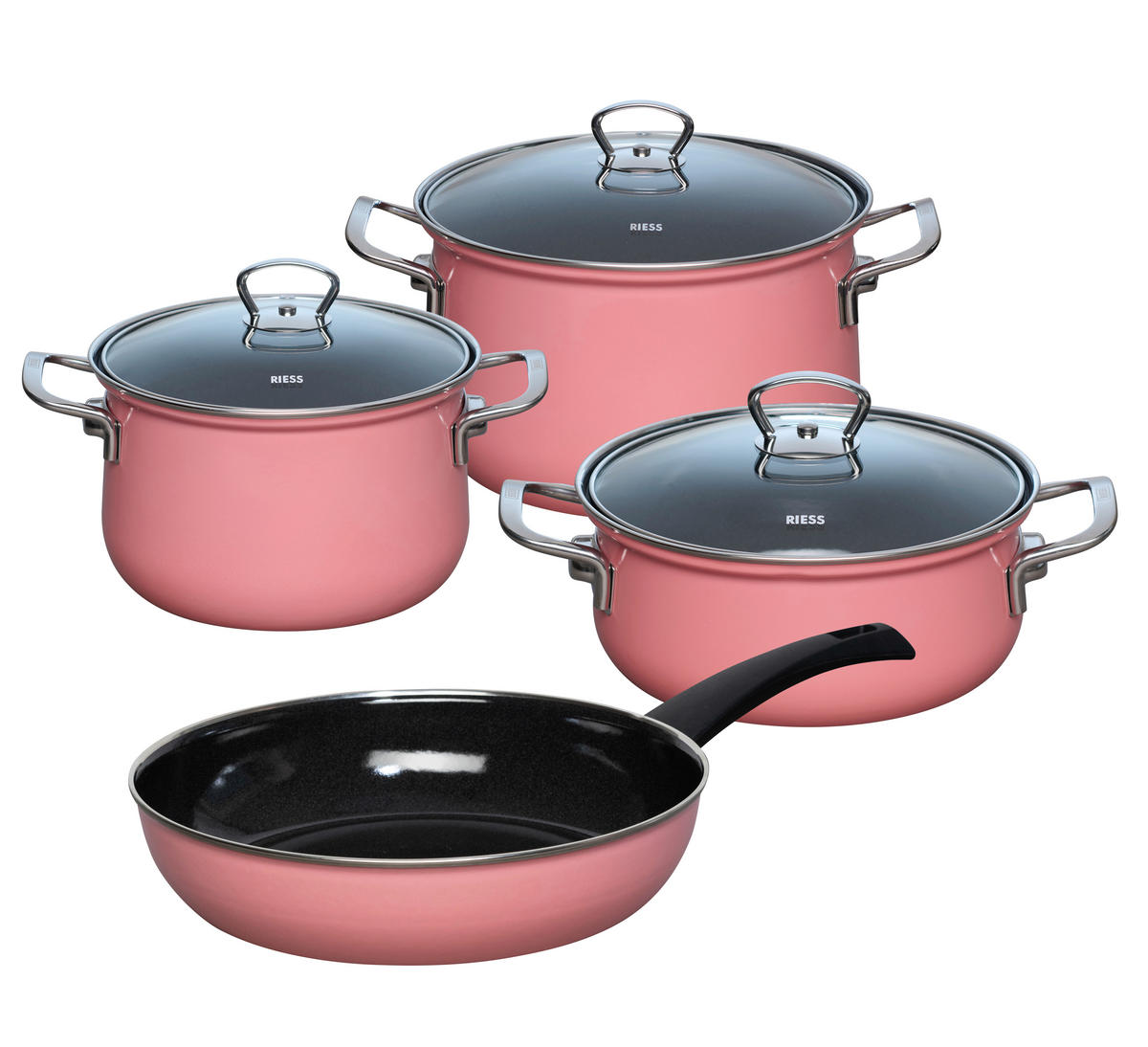 KOCHTOPFSET PINK 4-teilig  - Pink, Basics, Metall (48.50/28.50/24cm) - Riess