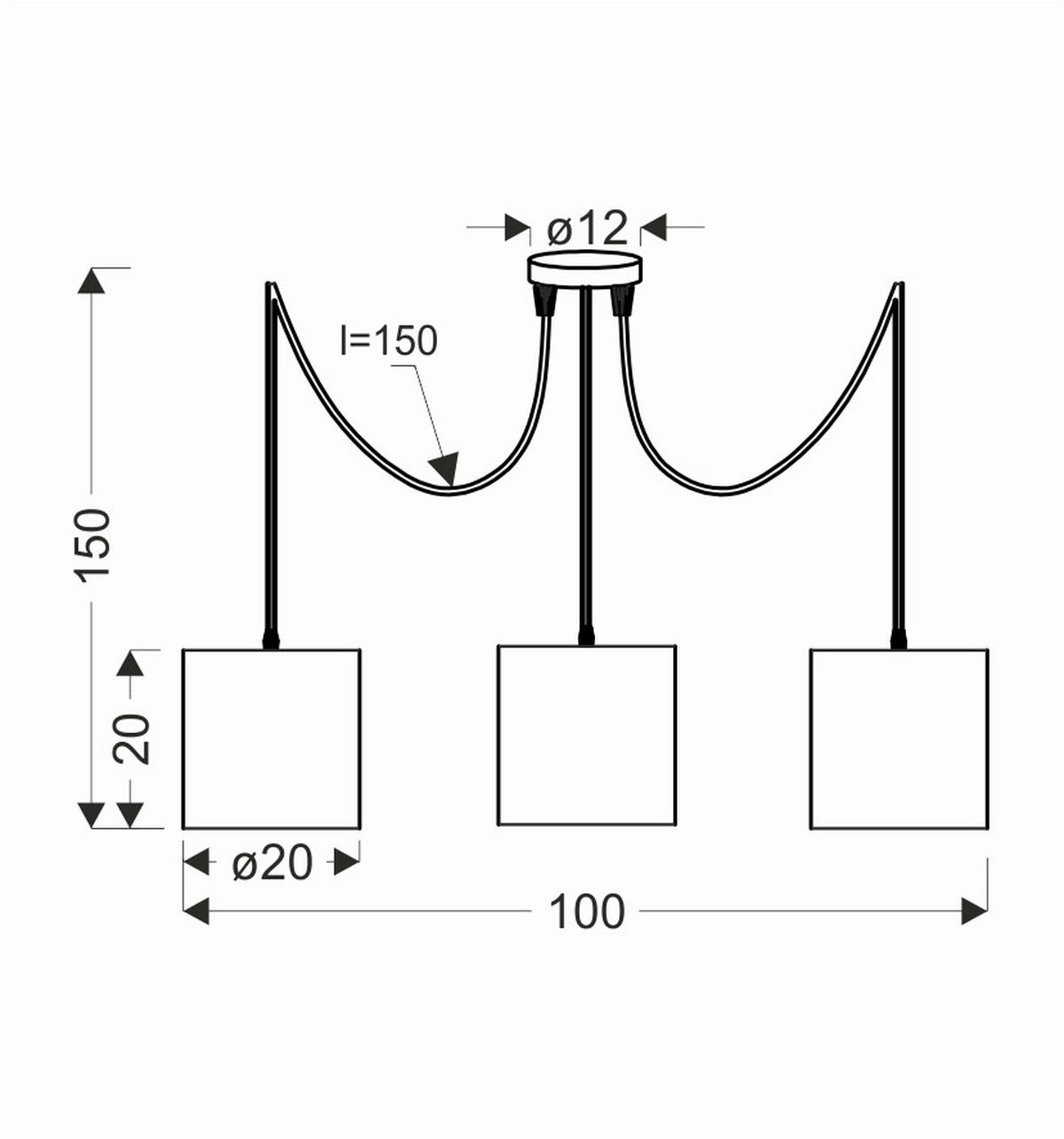 PENDELLAMPA Candida 100/100/150 cm  - svart, Design, metall/plast (100/100/150cm)