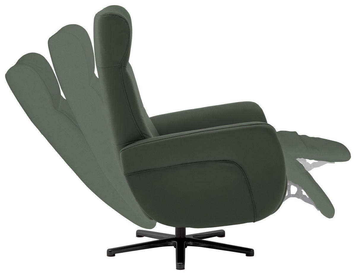 RELAXSESSEL in Leder Dunkelgrün  - Dunkelgrün/Schwarz, Design, Leder/Metall (76/112/83cm) - Beldomo Speed