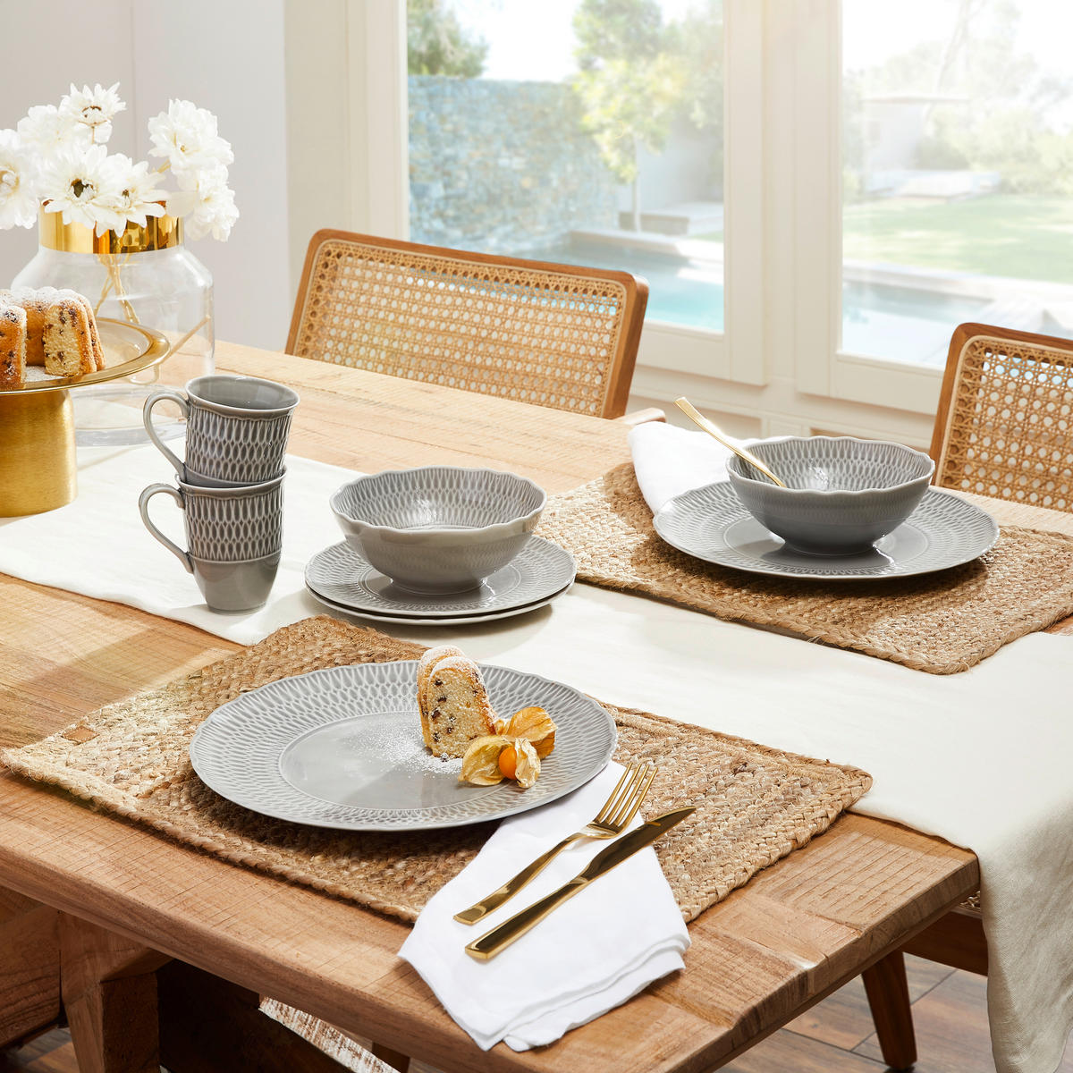 KOMBINOVANÝ SERVIS, 8-dielne, porcelán - sivá, Trend, keramika (39,5/43/37cm) - Creatable