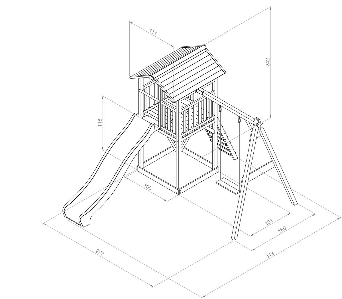 SPIELHAUS 277/242/349 cm SPIELHAUS BEACH TOWER SWING  - Blau/Weiß, Basics, Holz/Kunststoff (277/242/349cm)