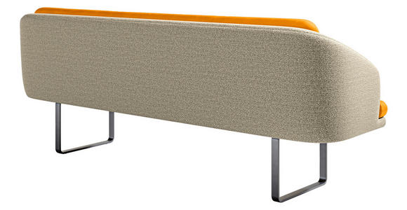 SITZBANK 255/89/68 cm Velours, Flachgewebe Beige, Currygelb Metall  - Currygelb/Beige, Design, Textil/Metall (255/89/68cm) - Dieter Knoll