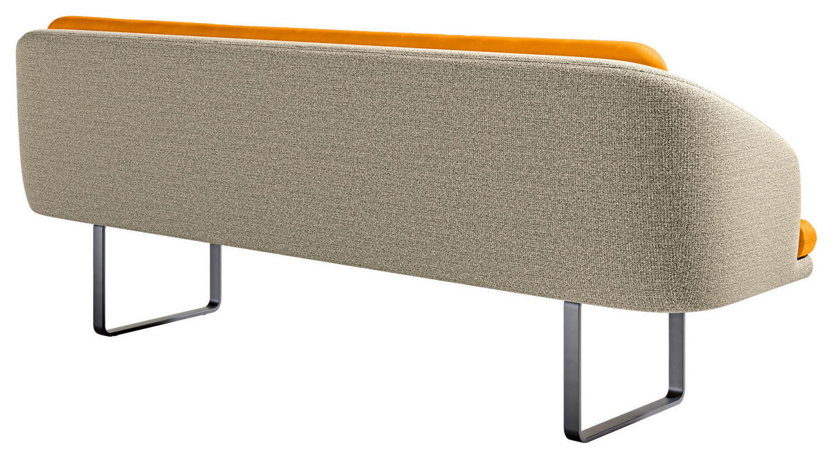 SITZBANK 255/89/68 cm Velours, Flachgewebe Beige, Currygelb Metall  - Currygelb/Beige, Design, Textil/Metall (255/89/68cm) - Dieter Knoll