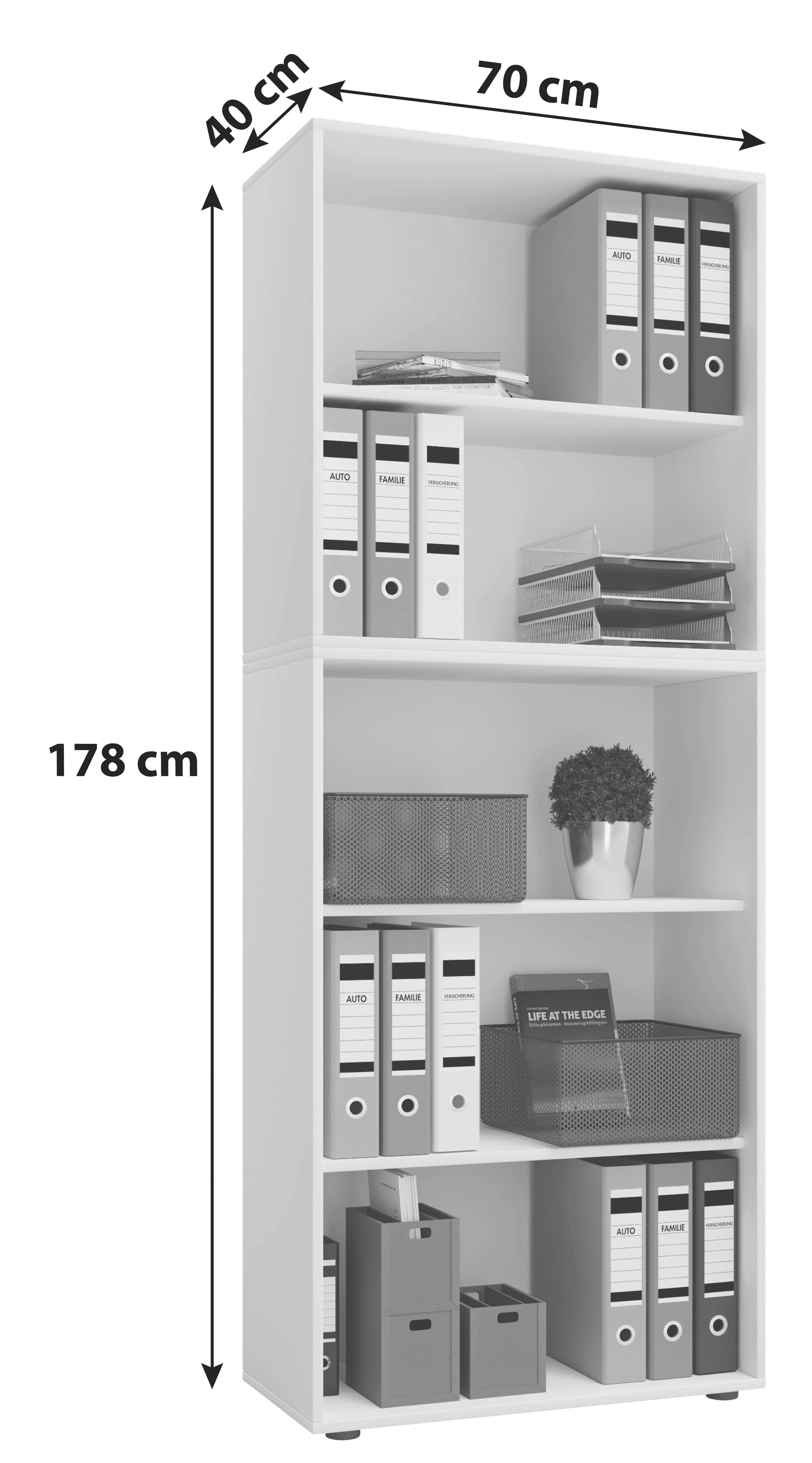 AKTENREGAL Weiß  - Schwarz/Weiß, Basics, Holzwerkstoff/Kunststoff (70/178/40cm) - MID.YOU