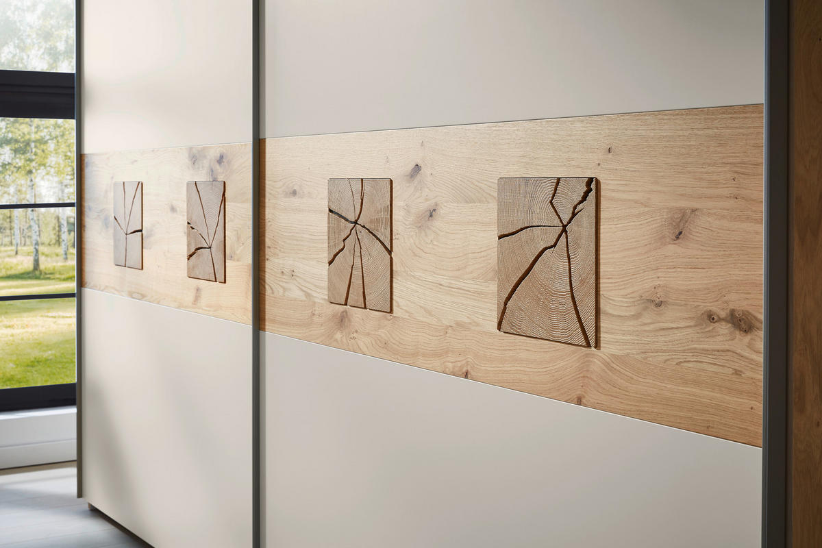 SCHWEBETÜRENSCHRANK Eichefarben, Sandfarben  - Sandfarben/Eichefarben, Design, Holz/Holzwerkstoff (270,5/230,4/68cm) - Dieter Knoll