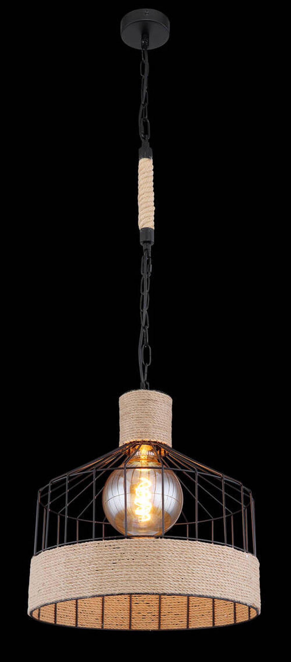 VISEČA SVETILKA        35/135 cm     60 W E27 - črna/rjava, Romantika, kovina/naravni materiali (35/135cm)