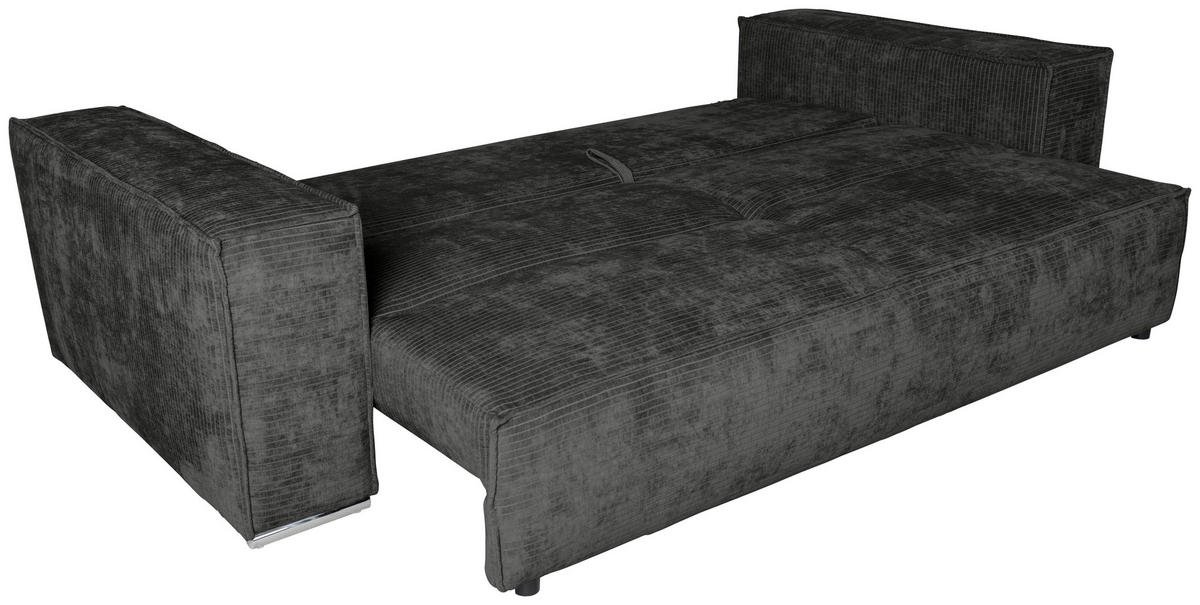 BIGSOFA in Flachgewebe Schwarz  - Chromfarben/Schwarz, KONVENTIONELL, Textil/Metall (256/68/122cm) - Carryhome