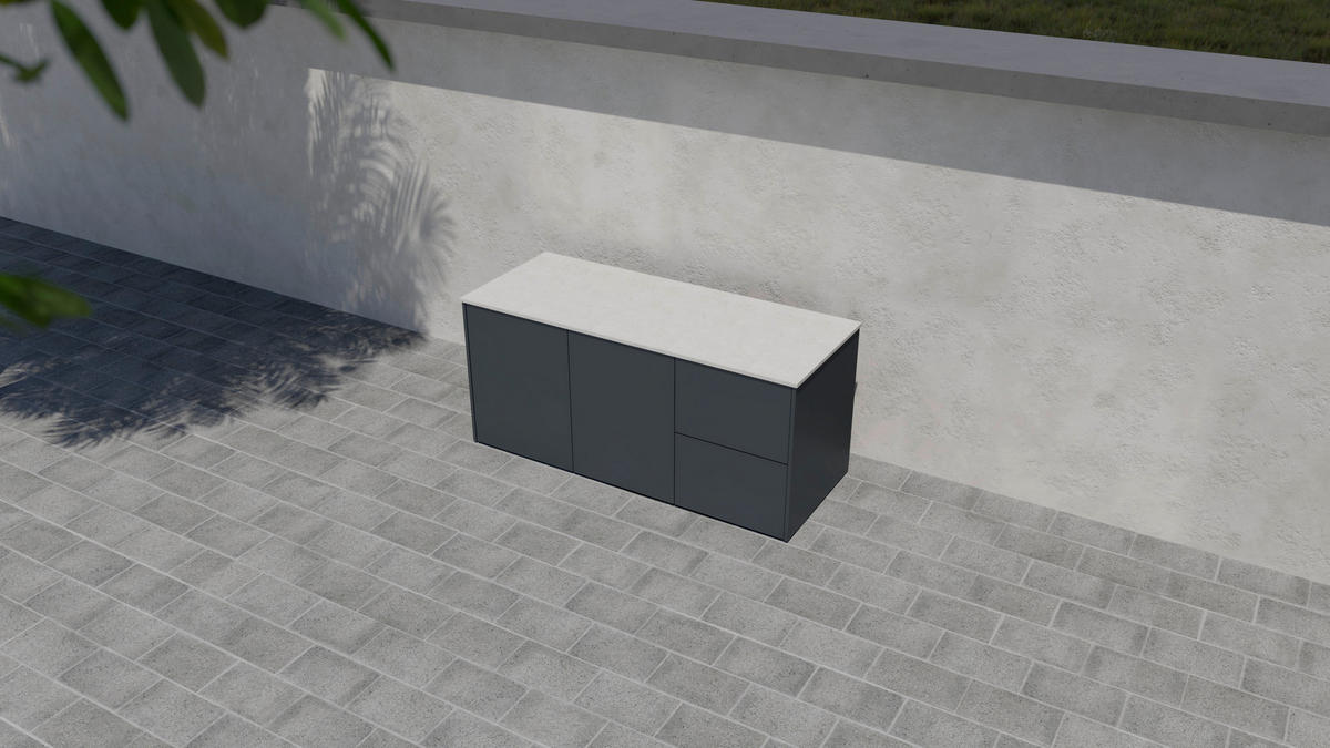 OUTDOORKÜCHE  - Sandfarben/Anthrazit, Basics, Keramik/Metall (198/92,5-98,5/63,3cm) - Dieter Knoll