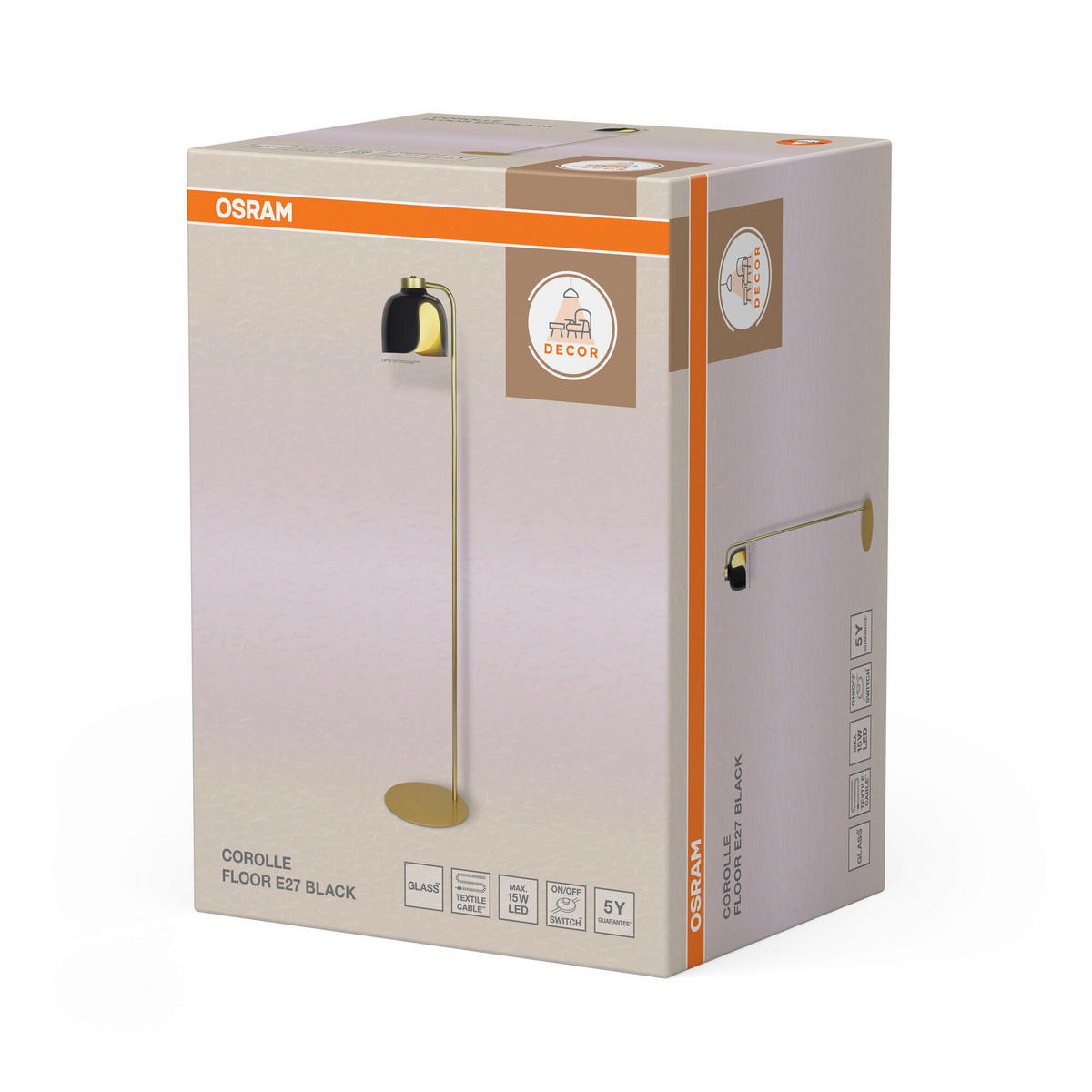 STEHLEUCHTE 27/141 cm    - Schwarz, Basics, Glas/Metall (27/141cm) - Osram