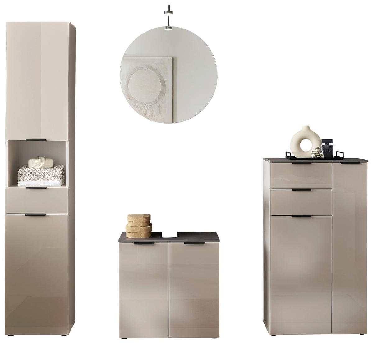TÜKRÖS SZEKRÉNY 60/60/20 cm  - kasmírszínű, Lifestyle, faalapú anyag/Üveg (60/60/20cm) - home24