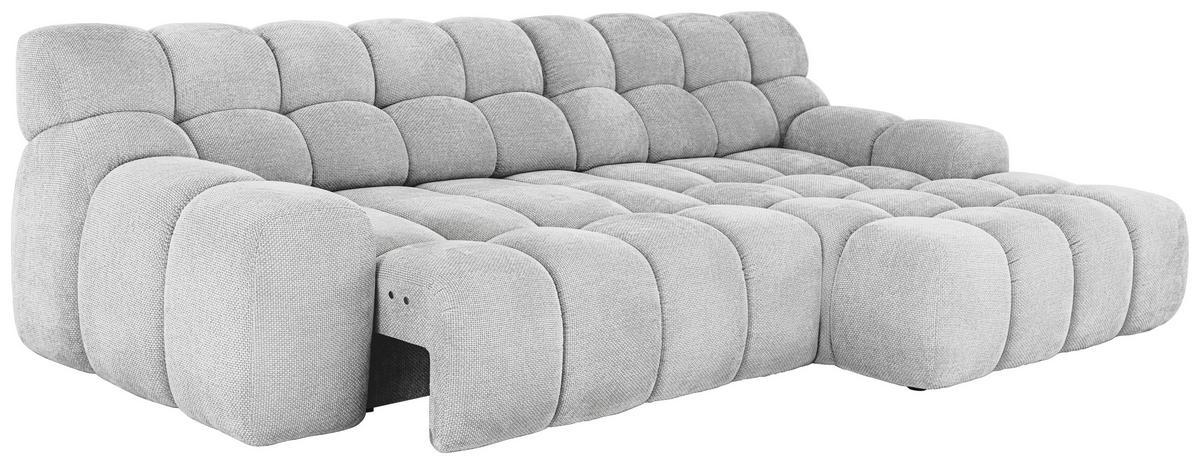 ECKSOFA in Webstoff Silberfarben  - Silberfarben/Schwarz, Modern, Kunststoff/Textil (297/180cm) - Welnova