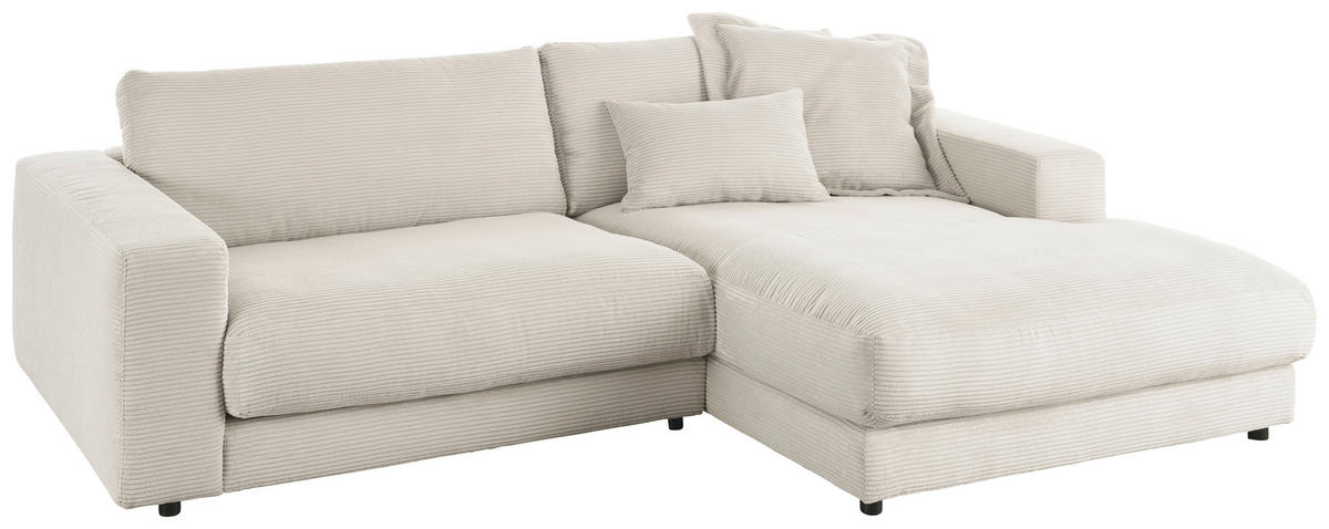 ECKSOFA in Cord Hellgrau  - Hellgrau/Schwarz, Design, Kunststoff/Textil (250/190cm) - Pure Home Lifestyle
