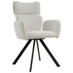 ARMLEHNSTUHL  inklusive Armlehnen Leinenoptik  - Creme/Schwarz, Design, Holz/Textil (64,5/93/61cm) - Hom`in