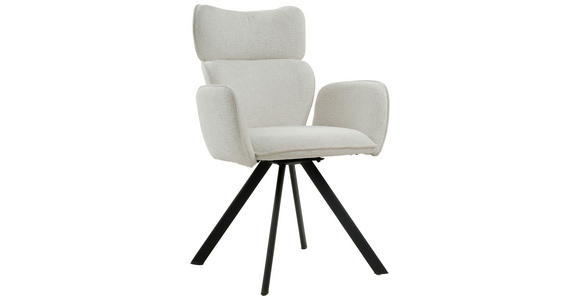 ARMLEHNSTUHL  inklusive Armlehnen Leinenoptik  - Creme/Schwarz, Design, Holz/Textil (64,5/93/61cm) - Hom`in