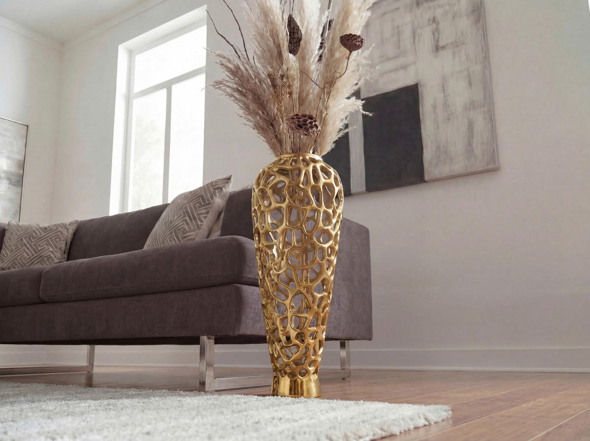VASE 60 cm  - Goldfarben, Design, Metall (24/60cm) - Livetastic