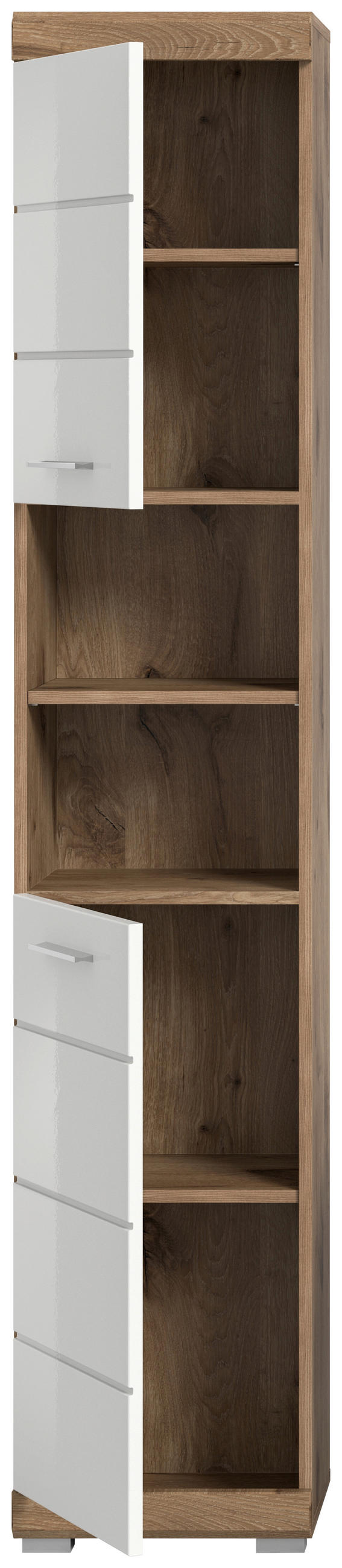 HOCHSCHRANK 37/191/31 cm  - Chromfarben/Weiß Hochglanz, MODERN, Holzwerkstoff/Kunststoff (37/191/31cm) - MID.YOU