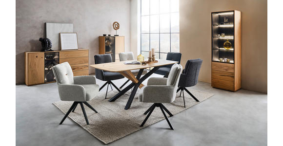 ESSTISCH Eiche vollmassiv rechteckig Schwarz, Eichefarben  - Eichefarben/Schwarz, Natur, Holz (180/90/75cm) - Linea Natura