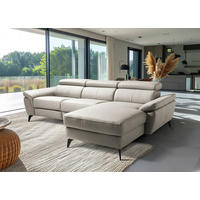 ECKSOFA  in Lederlook Echtleder Platinfarben  252/179 cm  - Platinfarben/Schwarz, Design, Leder/Textil (252/179cm) - Livetastic