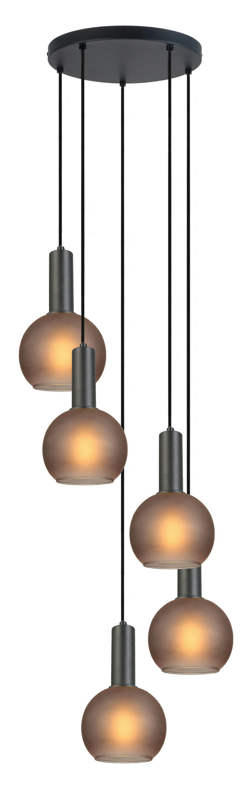 HÄNGELEUCHTE 42/120 cm    - Schwarz/Grau, Trend, Glas/Metall (42/120cm) - Novel