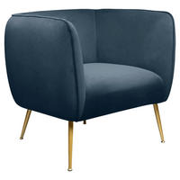 FOTELJ,  modra, zlate barve les, kovina, tekstil - zlate barve/modra, Moderno, kovina/tekstil (79/71,5/71,5cm) - Ambia Home
