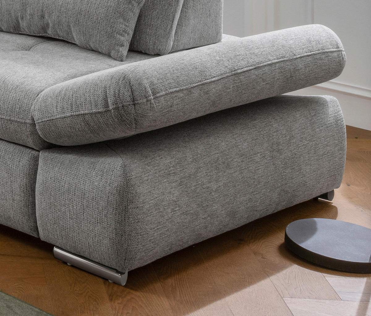 ECKSOFA in Chenille Silberfarben  - Chromfarben/Silberfarben, Design, Textil/Metall (254/280cm) - Livetastic