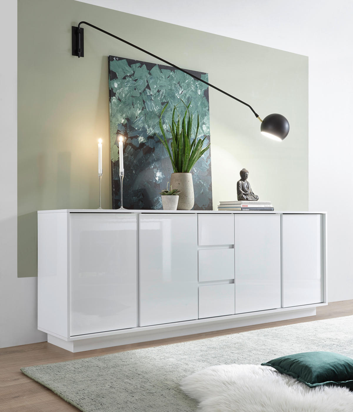 SIDEBOARD  210/79/43 cm 3 Schublade(n)  - Weiß Hochglanz, Design, Holzwerkstoff (210/79/43cm) - MID.YOU