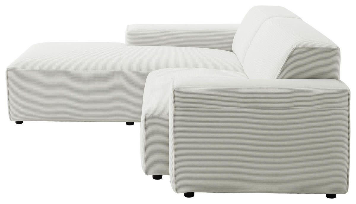 ECKSOFA in Cord Hellgrau  - Hellgrau/Schwarz, Design, Kunststoff/Textil (189/230cm) - Pure Home Lifestyle