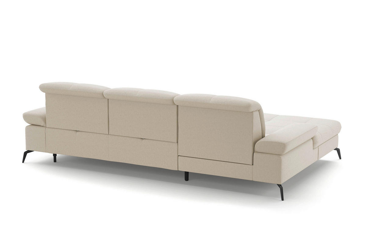 ECKSOFA Creme Flachgewebe  - Creme/Schwarz, KONVENTIONELL, Textil/Metall (185/279cm) - Sit & More