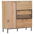 HIGHBOARD  115/120/42 cm 2 Schublade(n)  - Eichefarben/Schwarz, LIFESTYLE, Holzwerkstoff/Metall (115/120/42cm) - Novel