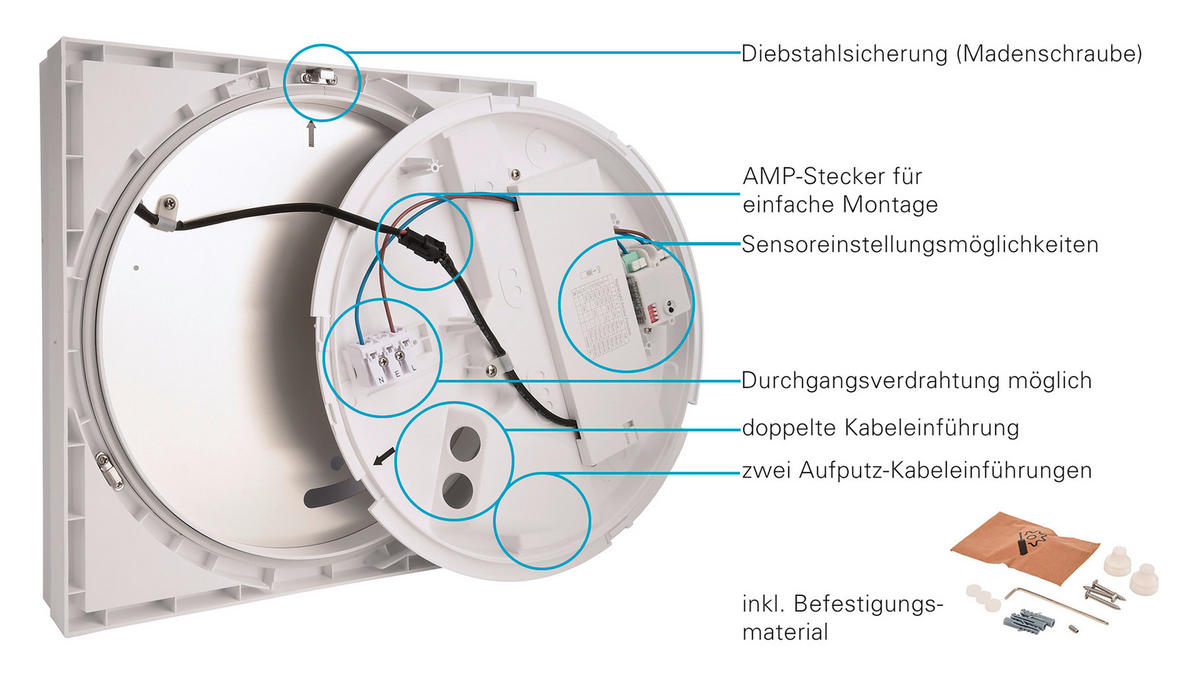 AUSSENWANDLEUCHTE - Schwarz, Konventionell, Kunststoff (27,5/27,5/6,5cm)