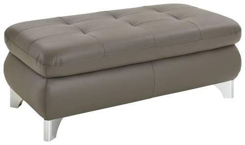 HOCKER Echtleder Grau  - Alufarben/Grau, Basics, Leder/Metall (129/47/67cm) - Beldomo Speed