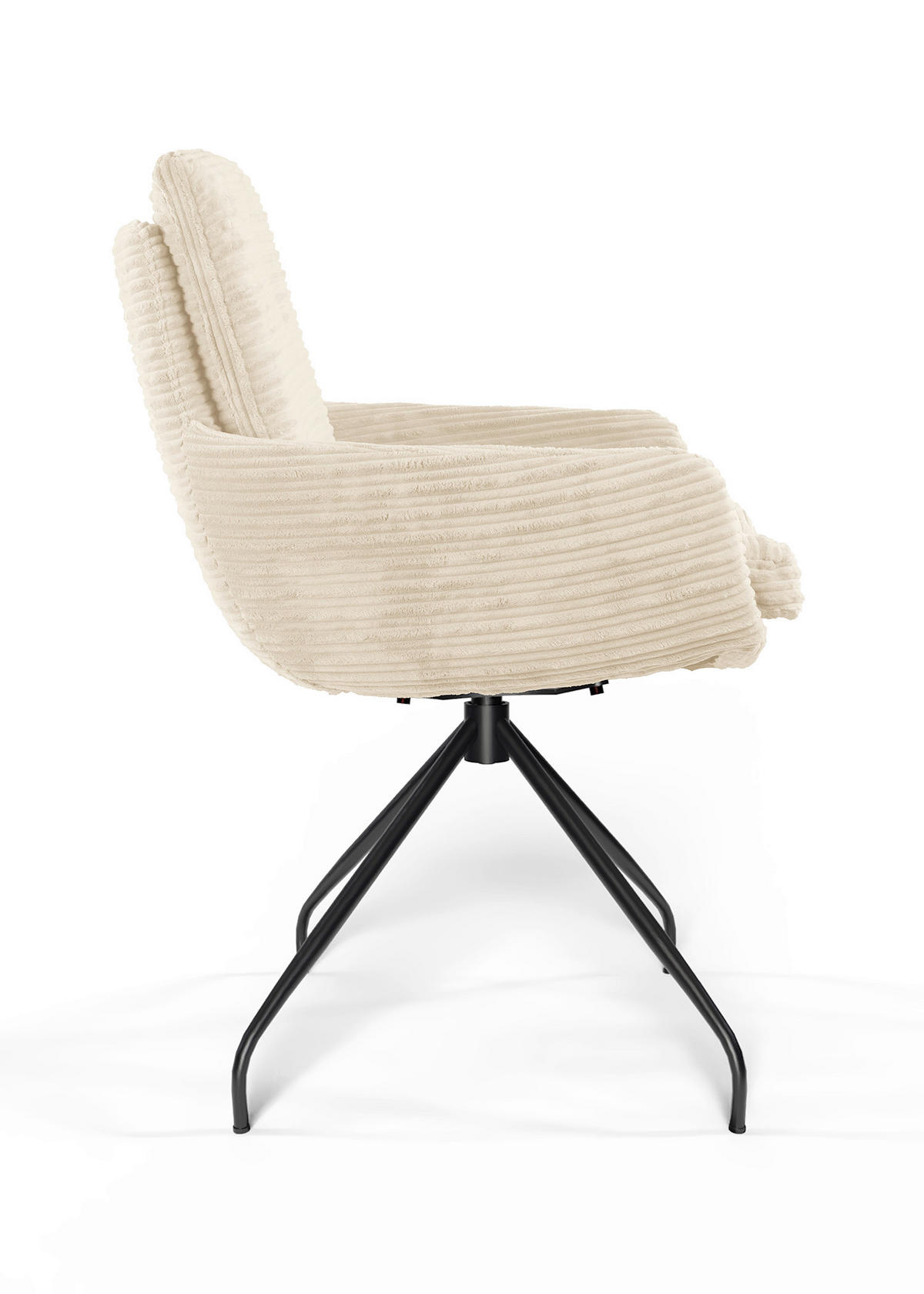 ARMLEHNSTUHL  Beinauswahl, Sitzfläche 360° drehbar, Stoff-/Lederauswahl gerippt  Beige  - Beige/Schwarz, Design, Textil/Metall (60/91/62cm) - Valdera