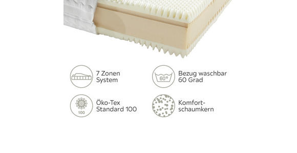 KOMFORTSCHAUMMATRATZE 100/200 cm  - Weiß, Basics, Textil (100/200cm) - Novel