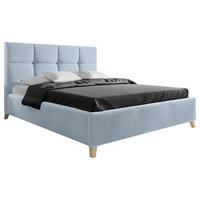 POLSTERBETT 140/220 cm,  in Hellblau, Lattenrost, Bettkasten,  - Buchefarben/Hellblau, KONVENTIONELL, Holz/Textil (140/220cm) - Carryhome
