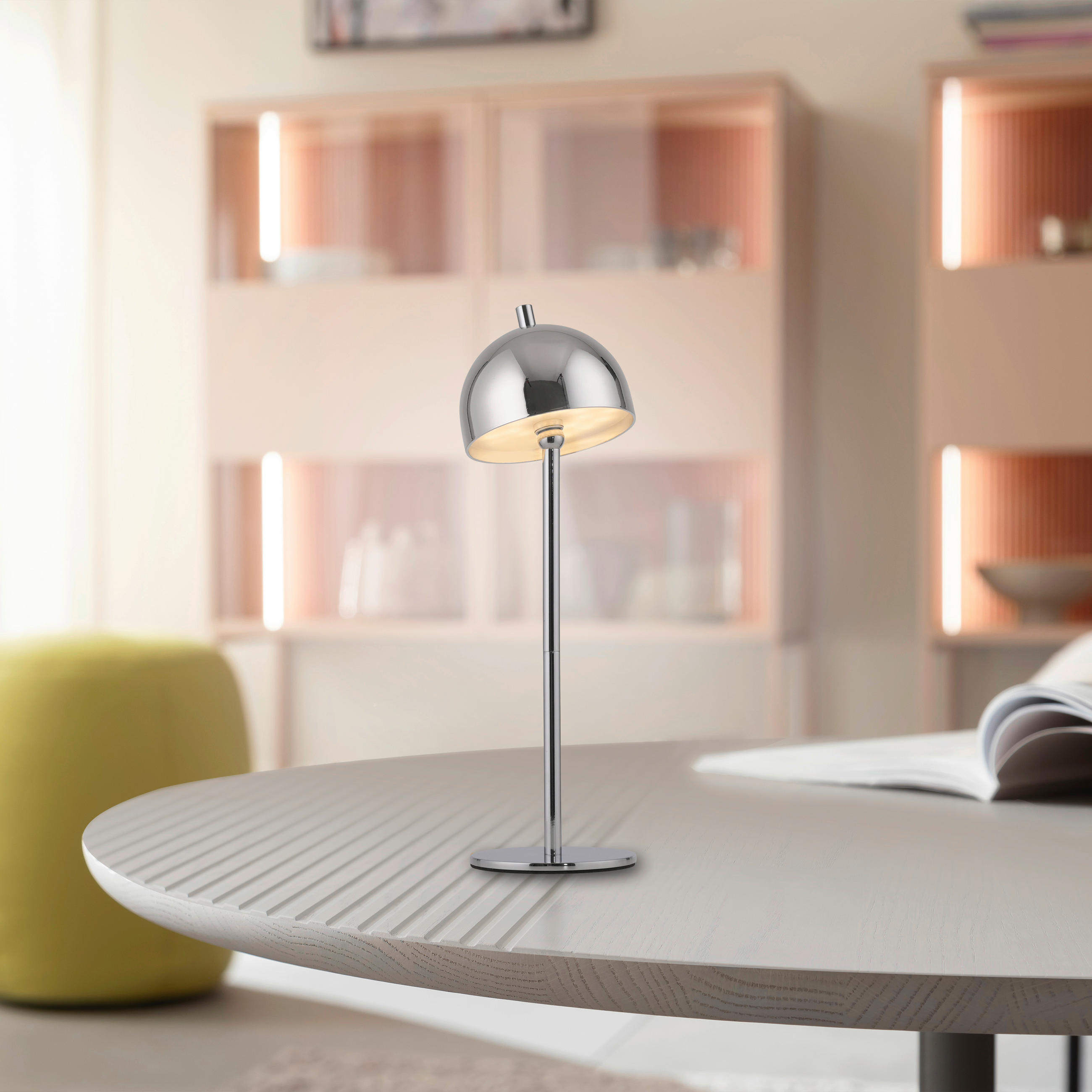 Thumbnail - Schöner Wohnen Akku-Tischleuchte Bellis, Chrom, Metall, Kunststoff, F, 11x36x11 cm, Lampen & Leuchten, Innenbeleuchtung,...