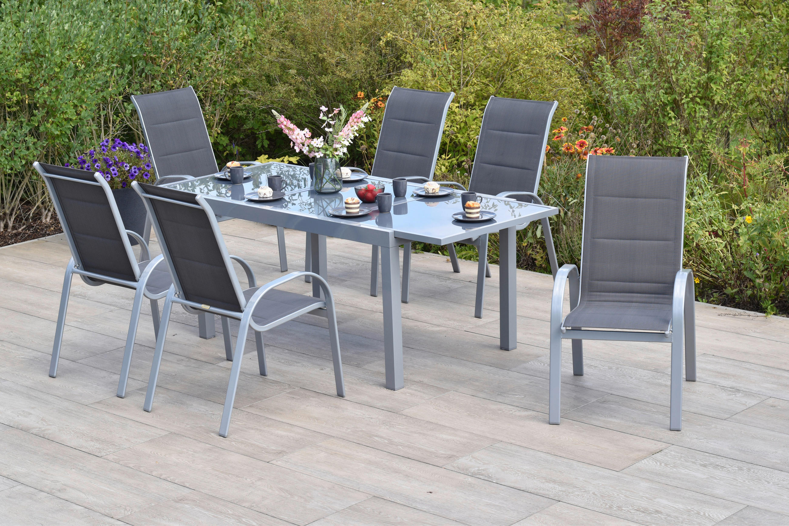 GARTENSET Aluminium  - Anthrazit/Silberfarben, MODERN, Textil/Metall - Gardenson