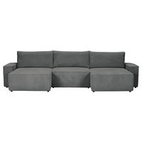 WOHNLANDSCHAFT Dunkelgrau Cord  - Dunkelgrau/Schwarz, KONVENTIONELL, Kunststoff/Textil (155/348/155cm) - Carryhome