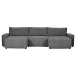 WOHNLANDSCHAFT  in Cord Dunkelgrau  - Dunkelgrau/Schwarz, KONVENTIONELL, Kunststoff/Textil (155/348/155cm) - Carryhome