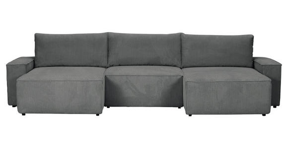 WOHNLANDSCHAFT  in Cord Dunkelgrau  - Dunkelgrau/Schwarz, KONVENTIONELL, Kunststoff/Textil (155/348/155cm) - Carryhome